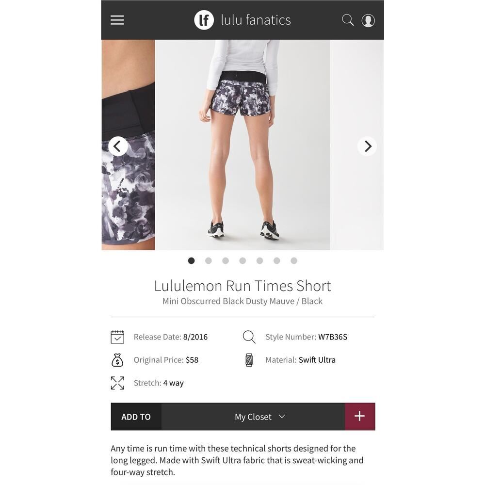 Lululemon Womens Run Times Short Size 6
